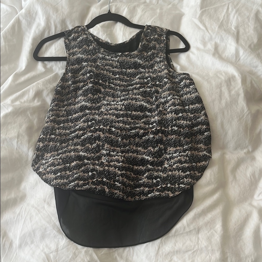 Rag & Bone Black and White Ruched Asymmetrical Tank Top